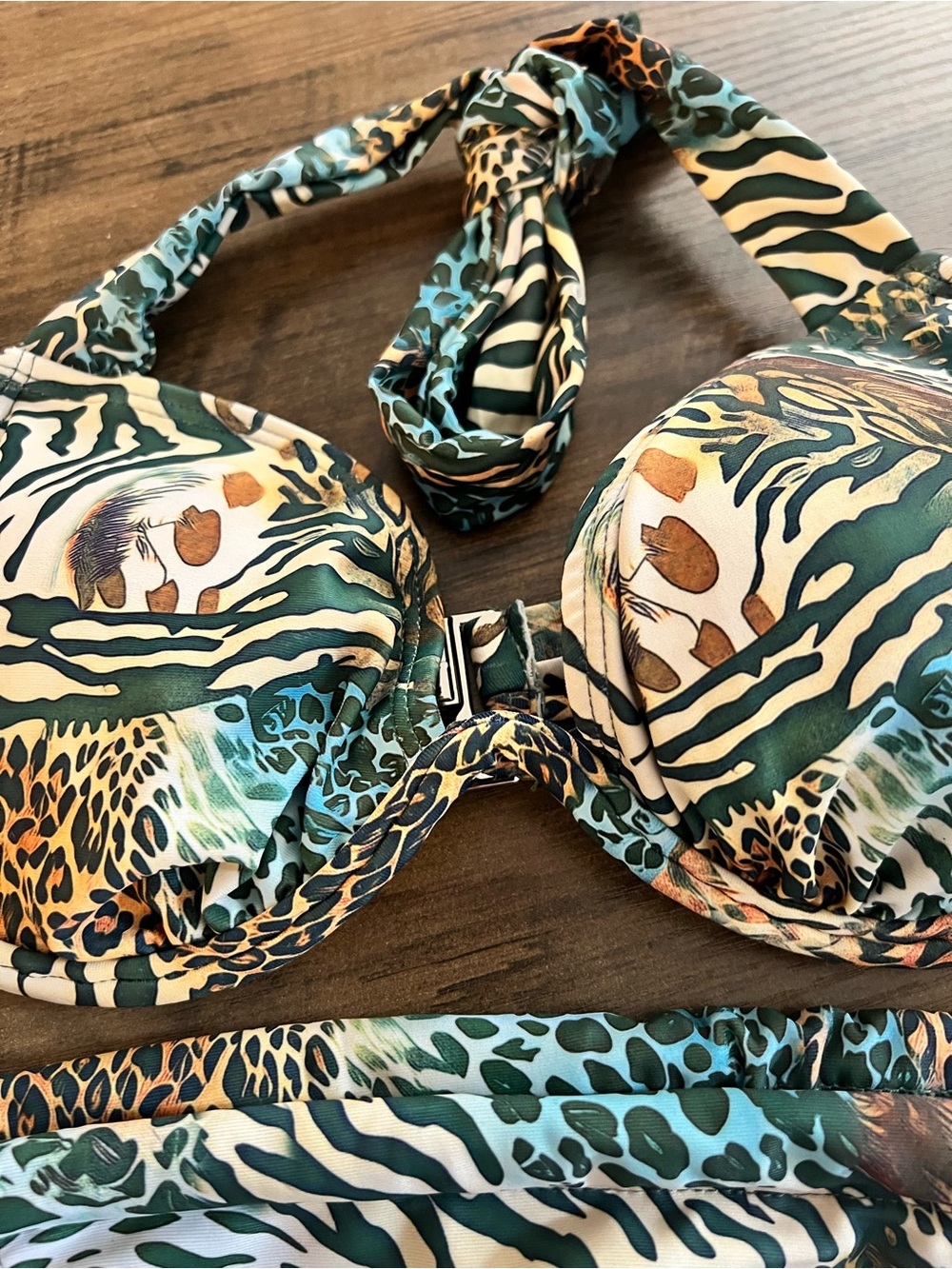Leopard Zebra Animal Print Halter Underwire Bikini Set - Picture 8 of 13
